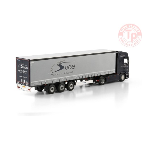 SCANIA S HIGHLINE CS20H 4X2 CURTAINSIDE TRAILER - 3 AXLE Van der Sluis transport WSI 01-4667 WSI MODELS