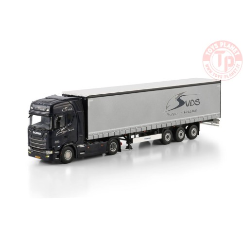 SCANIA S HIGHLINE CS20H 4X2 CURTAINSIDE TRAILER - 3 AXLE Van der Sluis transport WSI 01-4667 WSI MODELS
