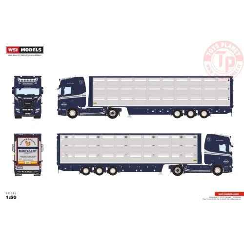 SCANIA S HIGHLINE CS20H 4X2 LIVE STOCK TRAILER - 3 AXLE Moeyaert WSI 01-4608 WSI MODELS