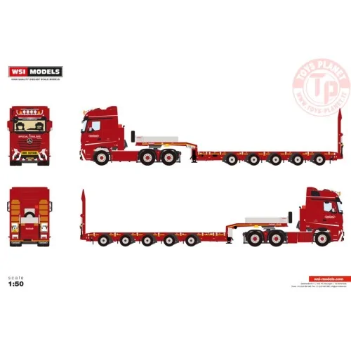MERCEDES-BENZ ACTROS MP5 BIG SPACE 6X4 MANOOVR - 5 AXLE Nooteboom Red Line WSI 6073365 WSI MODELS