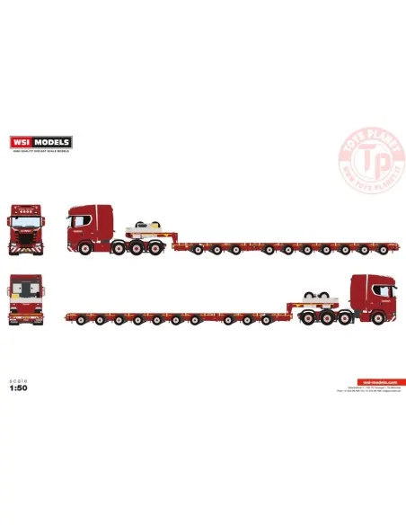 SCANIA S HIGHLINE CS20H 8X4 MANOOVR WITH 3 AXLE DOLLY - 7 AXLE Nooteboom Red Line WSI 6073364 WSI MODELS SCANIA S HIGHLINE CS20H 8X4 MANOOVR WITH 3 AXLE DOLLY - 7 AXLE Nooteboom Red Line WSI 6073364 WSI MODELS
