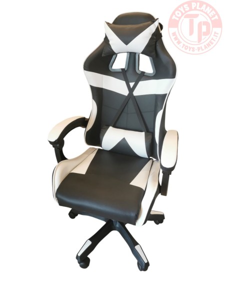 Sedia gaming in pelle bianco-nero SEDIA BIANCO Home
