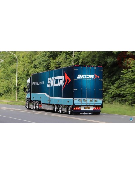 Scania R-series Topline con rimorchio a pianale ribassato Skor TEKNO 87681 TEKNO