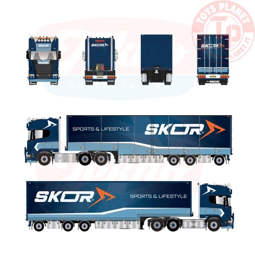 Scania R-series Topline con rimorchio a pianale ribassato Skor TEKNO 87681 TEKNO