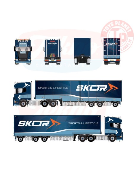 Scania R-series Topline con rimorchio a pianale ribassato Skor TEKNO 87681 TEKNO