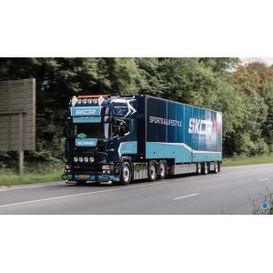 Scania R-series Topline con rimorchio a pianale ribassato Skor TEKNO 87681 TEKNO