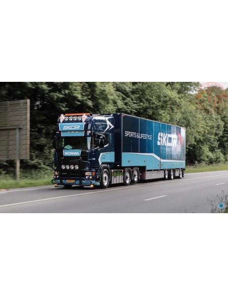 Scania R-series Topline con rimorchio a pianale ribassato Skor TEKNO 87681 TEKNO