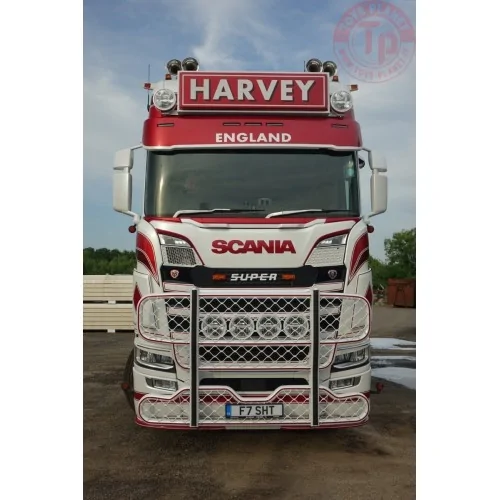 Scania Next Gen S-Highline met 3-assige schuifzeilen trailer Stuart Harvey Transport TEKNO 86273 TEKNO