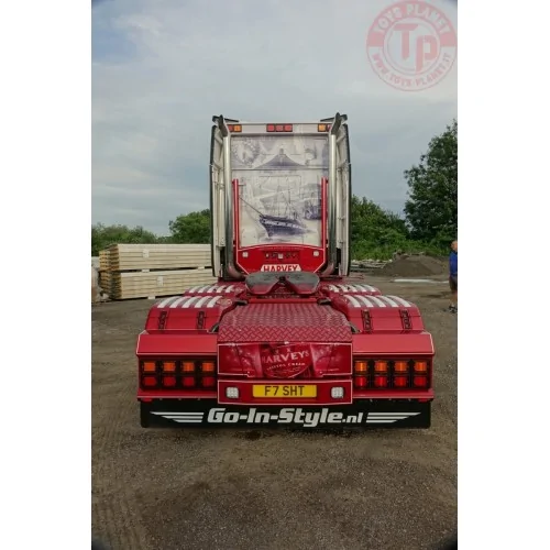 Scania Next Gen S-Highline met 3-assige schuifzeilen trailer Stuart Harvey Transport TEKNO 86273 TEKNO