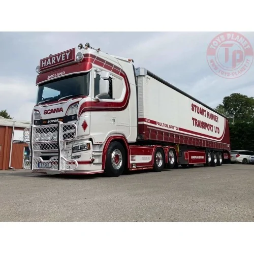 Scania Next Gen S-Highline met 3-assige schuifzeilen trailer Stuart Harvey Transport TEKNO 86273 TEKNO