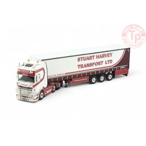 Scania Next Gen S-Highline met 3-assige schuifzeilen trailer Stuart Harvey Transport TEKNO 86273 TEKNO
