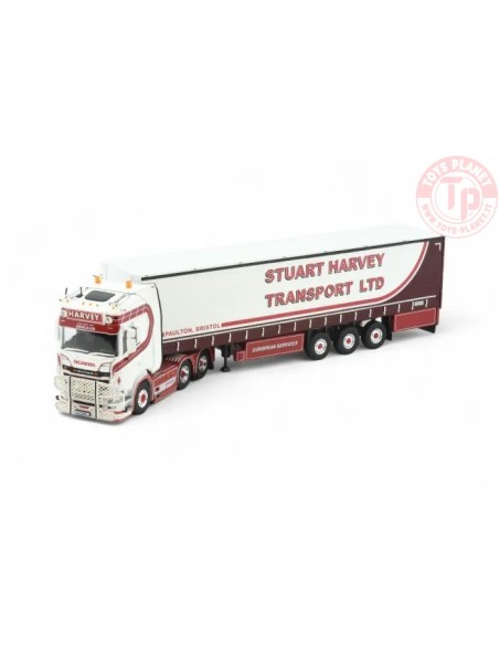 Scania Next Gen S-Highline met 3-assige schuifzeilen trailer Stuart Harvey Transport TEKNO 86273 TEKNO