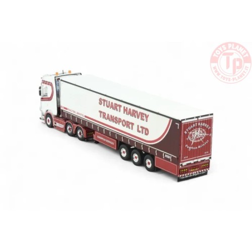 Scania Next Gen S-Highline met 3-assige schuifzeilen trailer Stuart Harvey Transport TEKNO 86273 TEKNO