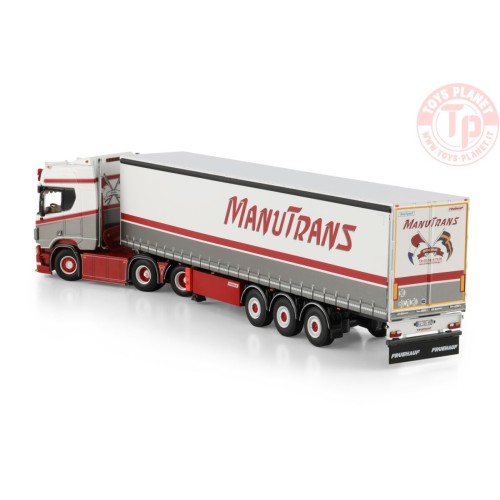 SCANIA R HIGHLINE CR20H 6X2 TAG AXLE CURTAINSIDE TRAILER - 3 AXLE Manutrans WSI 01-4455 WSI MODELS