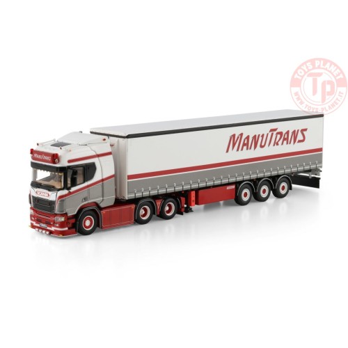 SCANIA R HIGHLINE CR20H 6X2 TAG AXLE CURTAINSIDE TRAILER - 3 AXLE Manutrans WSI 01-4455 WSI MODELS