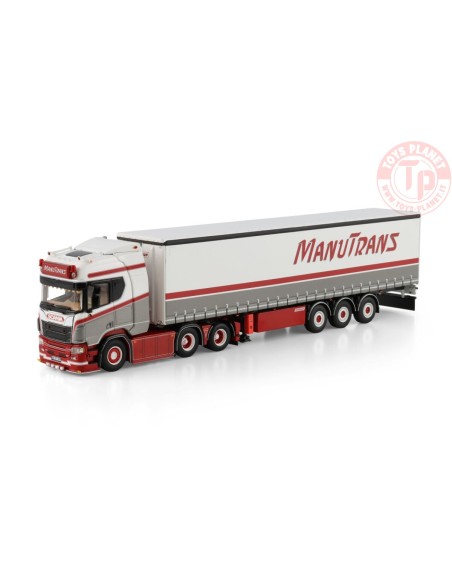SCANIA R HIGHLINE CR20H 6X2 TAG AXLE CURTAINSIDE TRAILER - 3 AXLE Manutrans WSI 01-4455 WSI MODELS