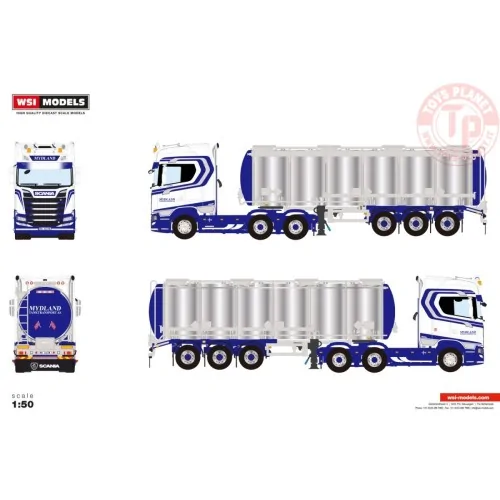 SCANIA S HIGHLINE CS20H 6X4 TANK TRAILER - 3 AXLE Mydland WSI 01-4689 WSI MODELS