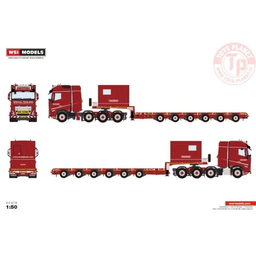 VOLVO FH5 GLOBETROTTER 8X4 MANOOVR - 6 AXLE + 10FT CONTAINER Nooteboom Red Line WSI 6073368 WSI MODELS