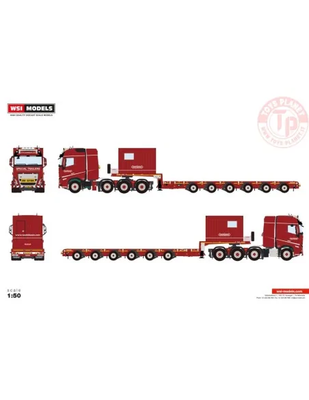 VOLVO FH5 GLOBETROTTER 8X4 MANOOVR - 6 AXLE + 10FT CONTAINER Nooteboom Red Line WSI 6073368 WSI MODELS VOLVO FH5 GLOBETROTTER 8X4 MANOOVR - 6 AXLE + 10FT CONTAINER Nooteboom Red Line WSI 6073368 WSI MODELS