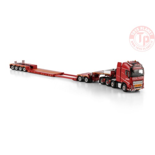 VOLVO FH5 GLOBETROTTER XL 8X4 LOW LOADER WITH DOLLY 2 AXLE - 6 AXLE Nooteboom Red Line WSI 6073370 WSI MODELS