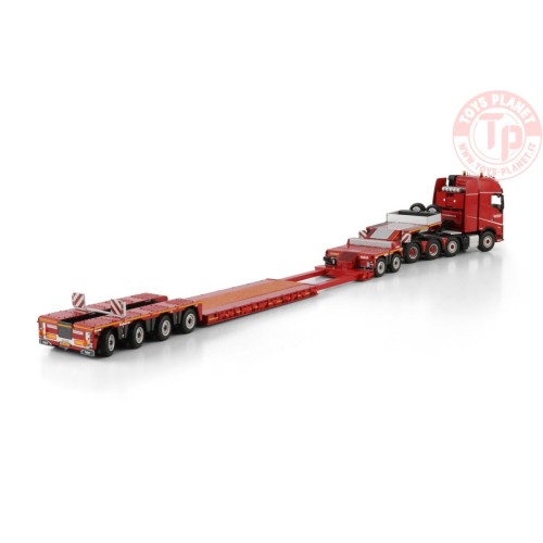 VOLVO FH5 GLOBETROTTER XL 8X4 LOW LOADER WITH DOLLY 2 AXLE - 6 AXLE Nooteboom Red Line WSI 6073370 WSI MODELS