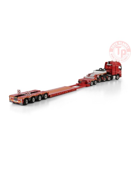 VOLVO FH5 GLOBETROTTER XL 8X4 LOW LOADER WITH DOLLY 2 AXLE - 6 AXLE Nooteboom Red Line WSI 6073370 WSI MODELS