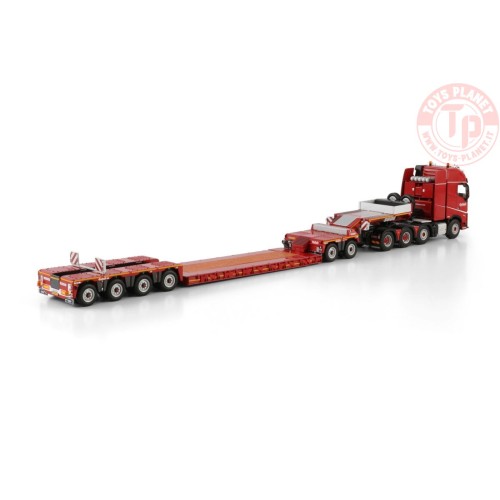 VOLVO FH5 GLOBETROTTER XL 8X4 LOW LOADER WITH DOLLY 2 AXLE - 6 AXLE Nooteboom Red Line WSI 6073370 WSI MODELS
