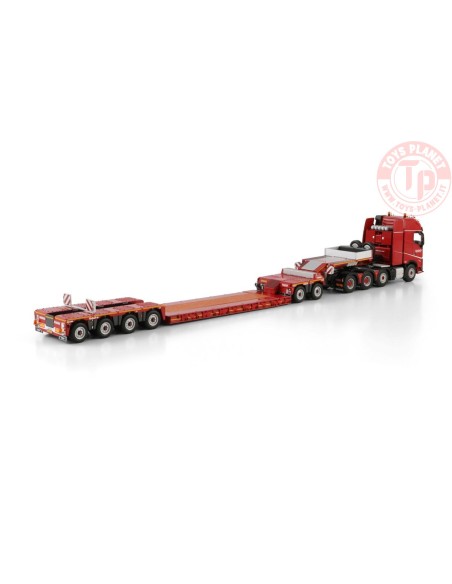 VOLVO FH5 GLOBETROTTER XL 8X4 LOW LOADER WITH DOLLY 2 AXLE - 6 AXLE Nooteboom Red Line WSI 6073370 WSI MODELS