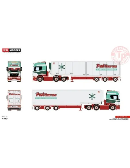 SCANIA R HIGHLINE CR20H 6X2 TAG AXLE SEMI BOX TRAILER - 3 AXLE PWT THERMO WSI 01-4493 WSI MODELS