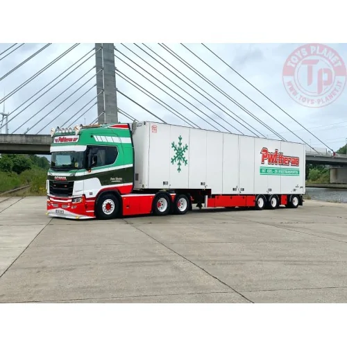 SCANIA R HIGHLINE CR20H 6X2 TAG AXLE SEMI BOX TRAILER - 3 AXLE PWT THERMO WSI 01-4493 WSI MODELS