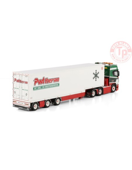 SCANIA R HIGHLINE CR20H 6X2 TAG AXLE SEMI BOX TRAILER - 3 AXLE PWT THERMO WSI 01-4493 WSI MODELS