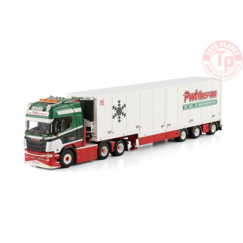 SCANIA R HIGHLINE CR20H 6X2 TAG AXLE SEMI BOX TRAILER - 3 AXLE PWT THERMO WSI 01-4493 WSI MODELS