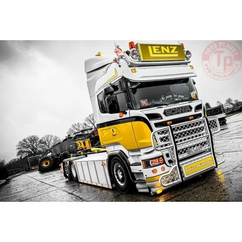 SCANIA R6 HIGHLINE RIGED TRUCK WITH HOOKLIFT SYSTEM 6X2 TAG AXLE + 40M3 CONTAINER Lenz Gerüstbau WSI 01-4716 WSI MODELS