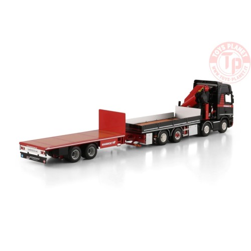 1/50 SCANIA R HIGHLINE CR20H 8X2 TAG AXLE RIGED FLATBED TRUCK DRAWBAR TRAILER - 6 AXLE WITH PALFINGER PK 370 TEC Mammoet WSI ...