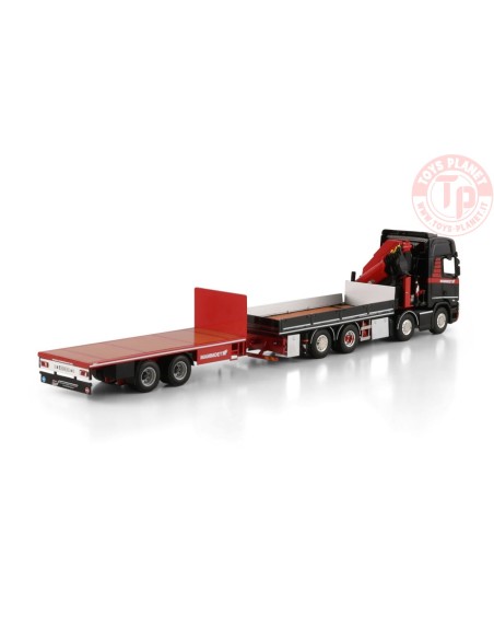 1/50 SCANIA R HIGHLINE CR20H 8X2 TAG AXLE RIGED FLATBED TRUCK DRAWBAR TRAILER - 6 AXLE WITH PALFINGER PK 370 TEC Mammoet WSI ...