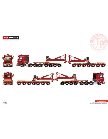 1/50 MERCEDES-BENZ AROCS MP4 SLT BIG SPACE 8X4 WIND MILL TRAILER WITH 4 AXLE DOLLY - 7 AXLE Nooteboom Red Line WSI 6073374 WS...