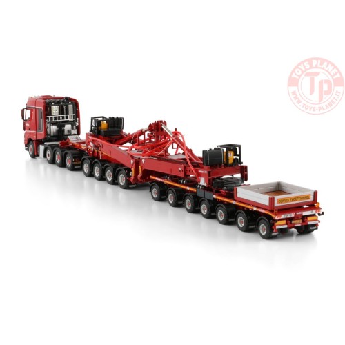 1/50 MERCEDES-BENZ AROCS MP4 SLT BIG SPACE 8X4 WIND MILL TRAILER WITH 4 AXLE DOLLY - 7 AXLE Nooteboom Red Line WSI 6073374 WS...