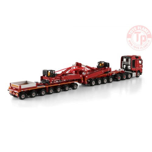 1/50 MERCEDES-BENZ AROCS MP4 SLT BIG SPACE 8X4 WIND MILL TRAILER WITH 4 AXLE DOLLY - 7 AXLE Nooteboom Red Line WSI 6073374 WS...
