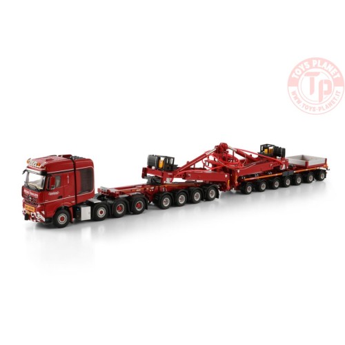 1/50 MERCEDES-BENZ AROCS MP4 SLT BIG SPACE 8X4 WIND MILL TRAILER WITH 4 AXLE DOLLY - 7 AXLE Nooteboom Red Line WSI 6073374 WS...