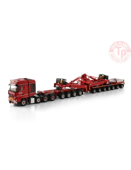 1/50 MERCEDES-BENZ AROCS MP4 SLT BIG SPACE 8X4 WIND MILL TRAILER WITH 4 AXLE DOLLY - 7 AXLE Nooteboom Red Line WSI 6073374 WS...