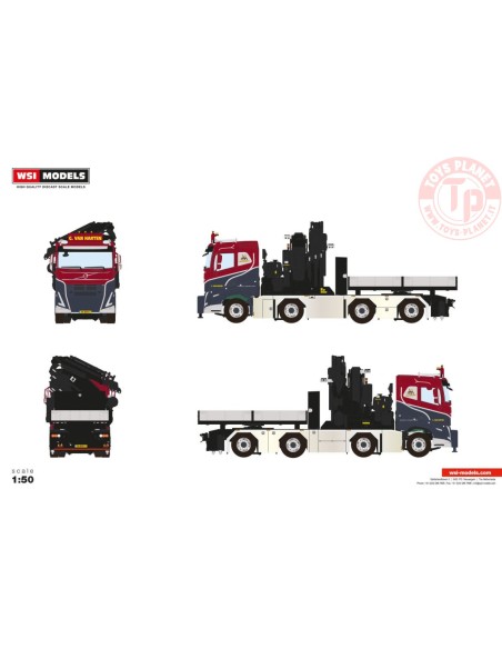 1/50 VOLVO FH5 SLEEPER CAB 8X2 TAG AXLE WITH FASSI 1300 + JIB BALLAST BOX + HITCH - G. van Harten WSI 01-4857 WSI MODELS 1/50 VOLVO FH5 SLEEPER CAB 8X2 TAG AXLE WITH FASSI 1300 + JIB BALLAST BOX + HITCH - G. van Harten WSI 01-4857 WSI MODELS