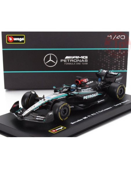 1/43 MERCEDES GP F1 W15 EQ PERFORMANCE TEAM AMG PETRONAS MOTORSPORT N 63 SEASON 2024 GEORGE RUSSELL CON PILOTA E VETRINA BURA...