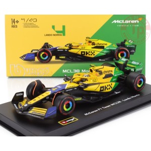 1/43 McLAREN F1 MCL38 TEAM MCLAREN N 4 4th MONACO GP (SENNA 30th ANNIVERSARY) 2024 LANDO NORRIS CON PILOTA E VETRINA BURAGO 1...