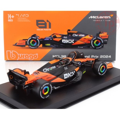 1/43 McLAREN F1 MCL38 TEAM MCLAREN N 81 MIAMI GP 2024 OSCAR PIASTRI CON PILOTA E VETRINA BURAGO 18-38215-P BURAGO