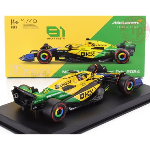 1/43 McLAREN F1 MCL38 TEAM MCLAREN N 81 2nd MONACO GP (SENNA 30th ANNIVERSARY) 2024 OSCAR PIASTRI CON PILOTA E VETRINA BURAGO...