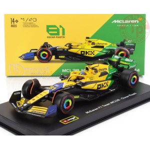 1/43 McLAREN F1 MCL38 TEAM MCLAREN N 81 2nd MONACO GP (SENNA 30th ANNIVERSARY) 2024 OSCAR PIASTRI CON PILOTA E VETRINA BURAGO...