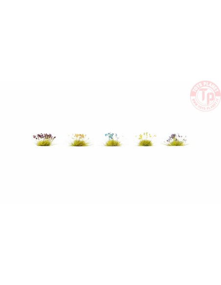 Flowers 250 pieces, in colours green and yellow, blue and white, heather, cornflowers, lavender NOCH 06805 NOCH