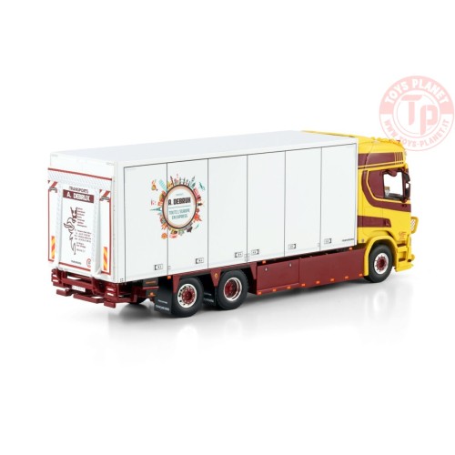 SCANIA R HIGHLINE CR20H RIGED BOX TRUCK 6X2 TAG AXLE A. Debrux WSI 01-4776 WSI MODELS