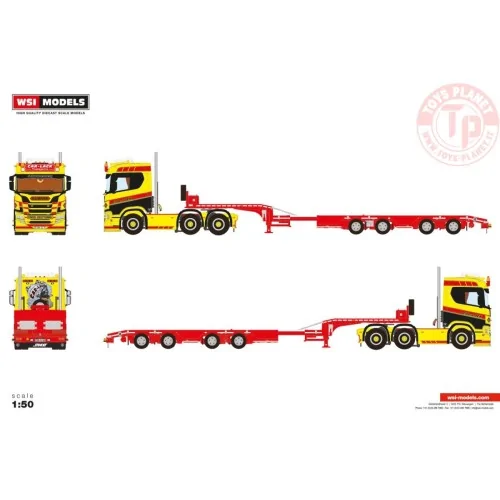 SCANIA R NORMAL CR20N 6X2 TWIN STEER SEMI WHEEL WELL LOW LOADER - 4 AXLE Car-Lack WSI 01-4790 WSI MODELS