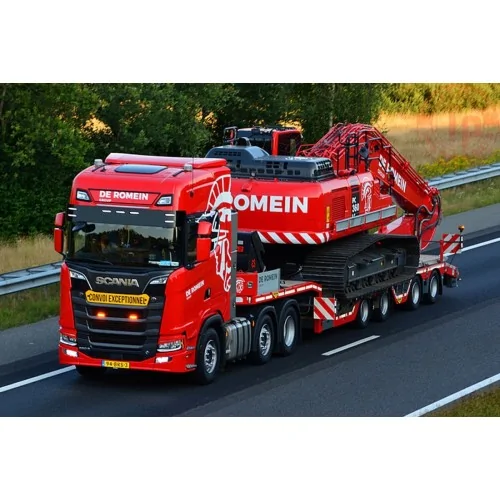 SCANIA S HIGHLINE CS20H 6X2 TWIN STEER SEMI WHEEL WELL LOW LOADER - 4 AXLE De Romein Groep WSI 01-4719 WSI MODELS